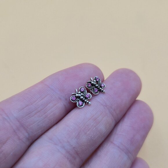 Sterling Silver Butterfly Crystal Stud Earrings A5768 - Picture 2 of 6